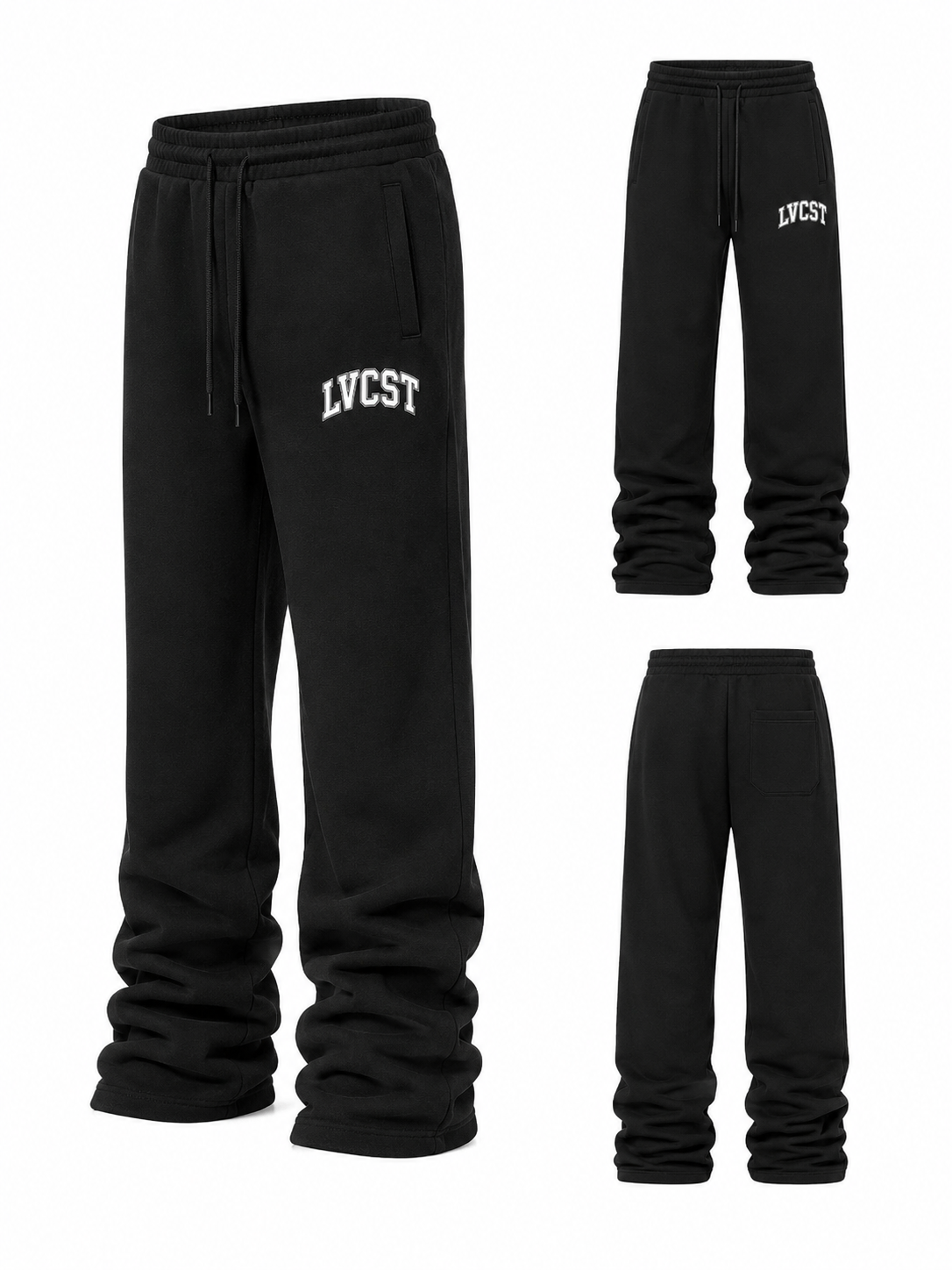 LVCST Signature Stacked Sweatpants – Black